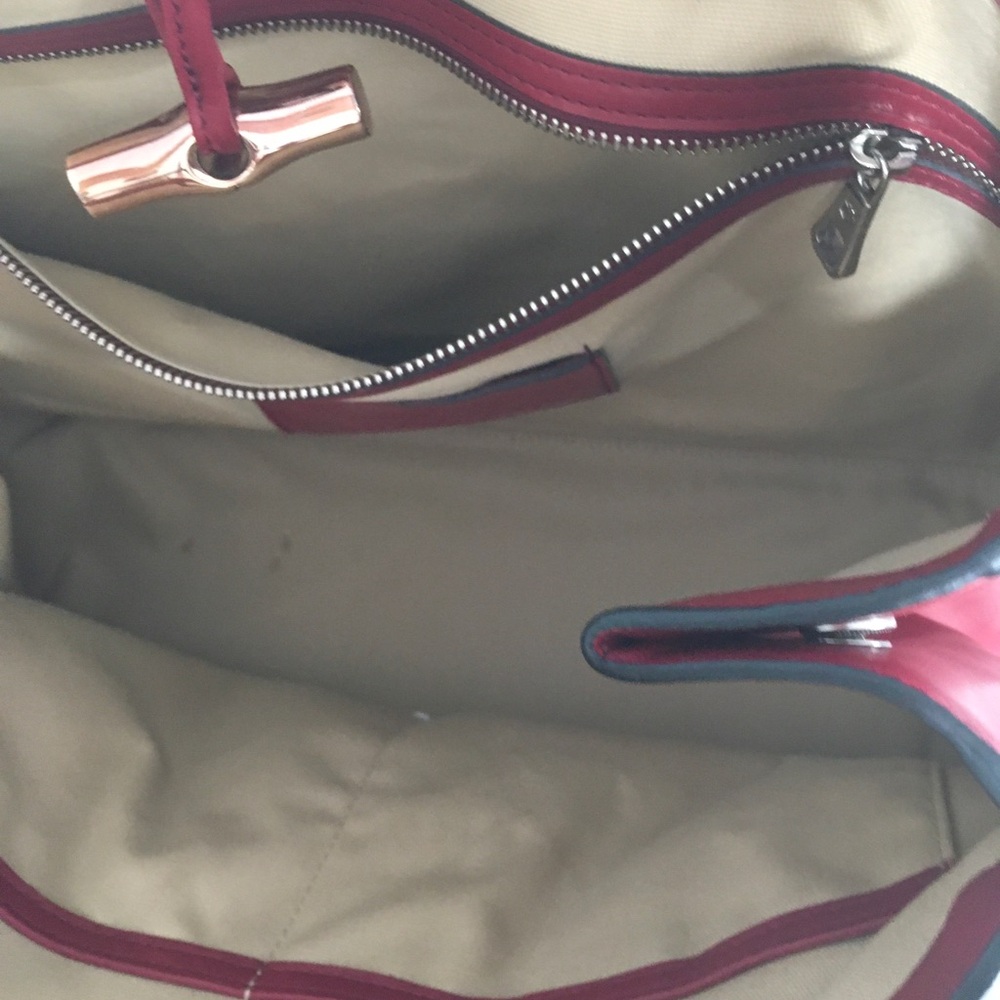 * LONGCHAMP  * Elegant Roseau Heritage Red Leather Tote Bag - Picture 4 of 8